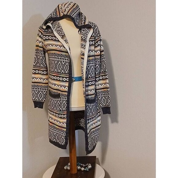 Monteau Boho/Tribal Print Cardigan Sweater Size M - Picture 7 of 12